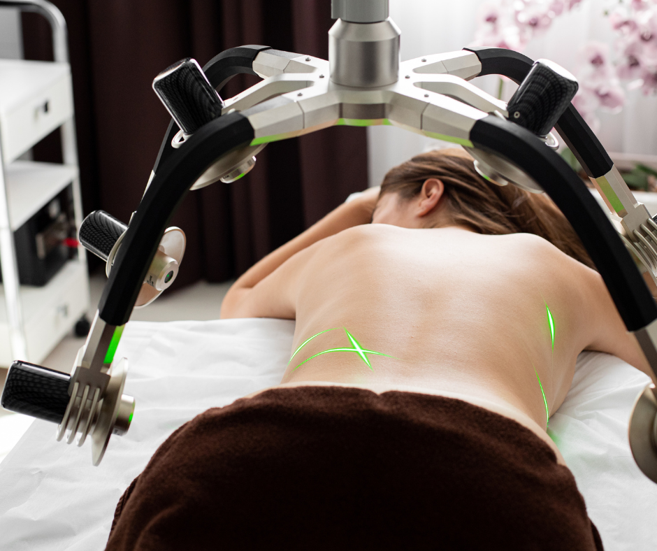Weisbrod's laser assessment Weisbrod's laser assessment on a lady lying on the bed top-naked